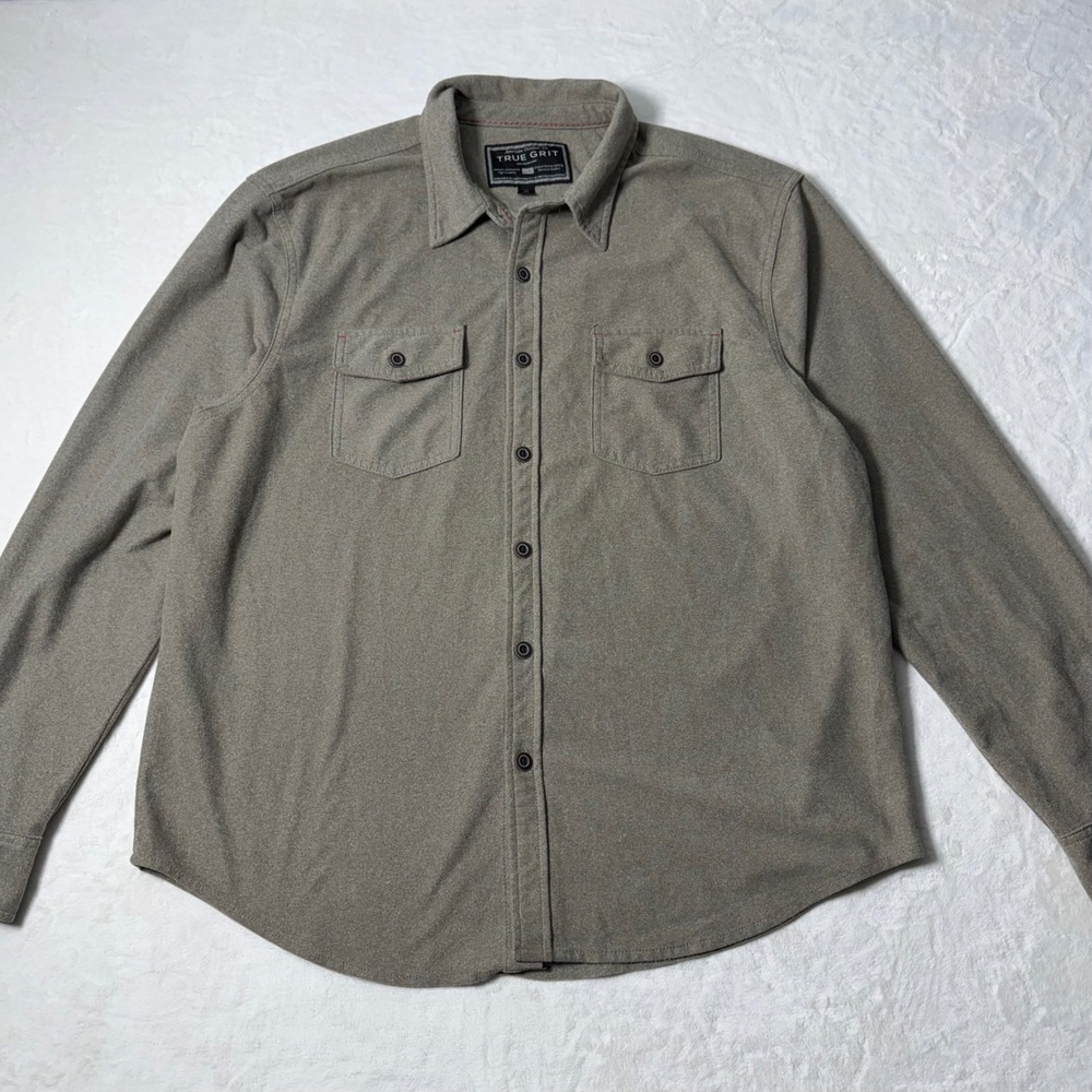True Grit Shirt Mens Size‎ XXL Corduroy Brown Camp Hike Chore Button Down Shirt